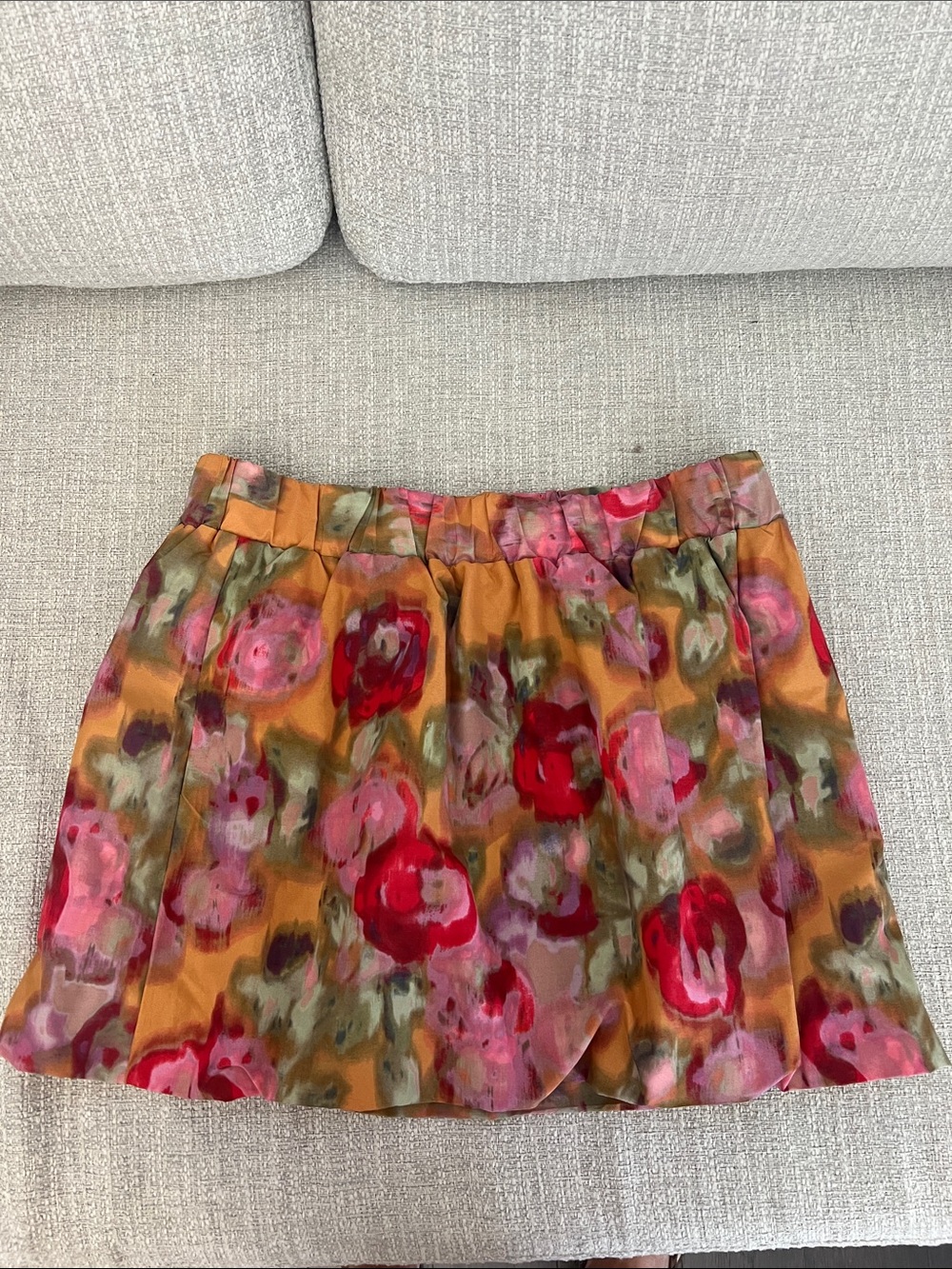 JCrew - Floral A-Line Mini Skirt in Mustard and Pink